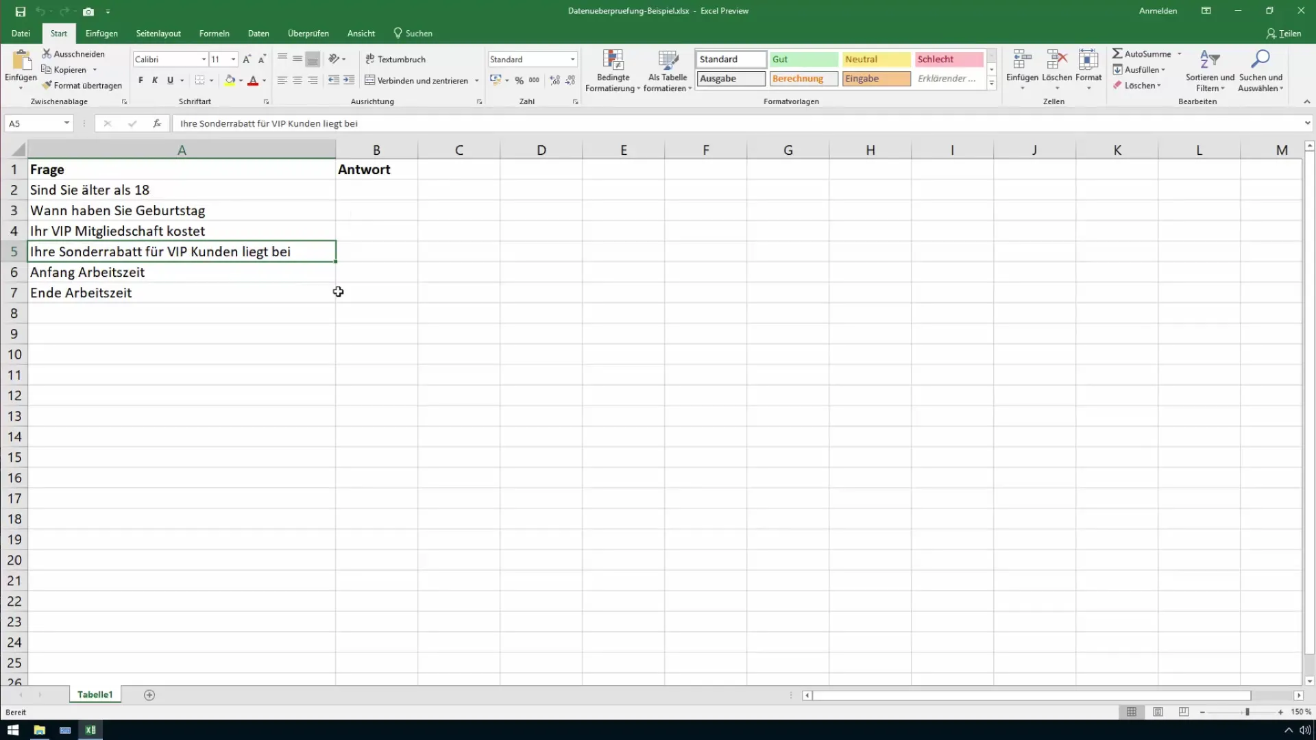 Excel data validation for cells