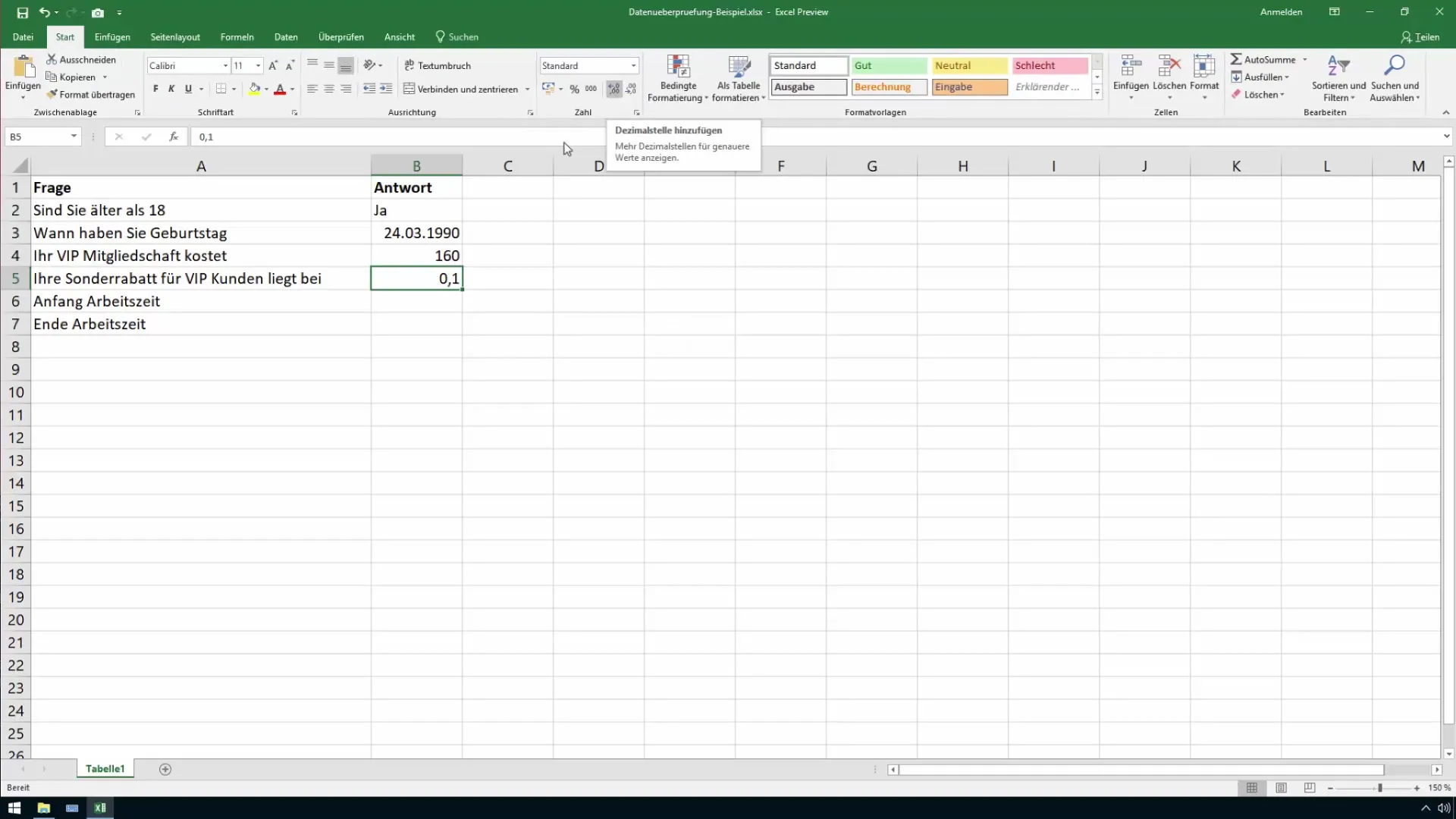 Excel data validation for cells