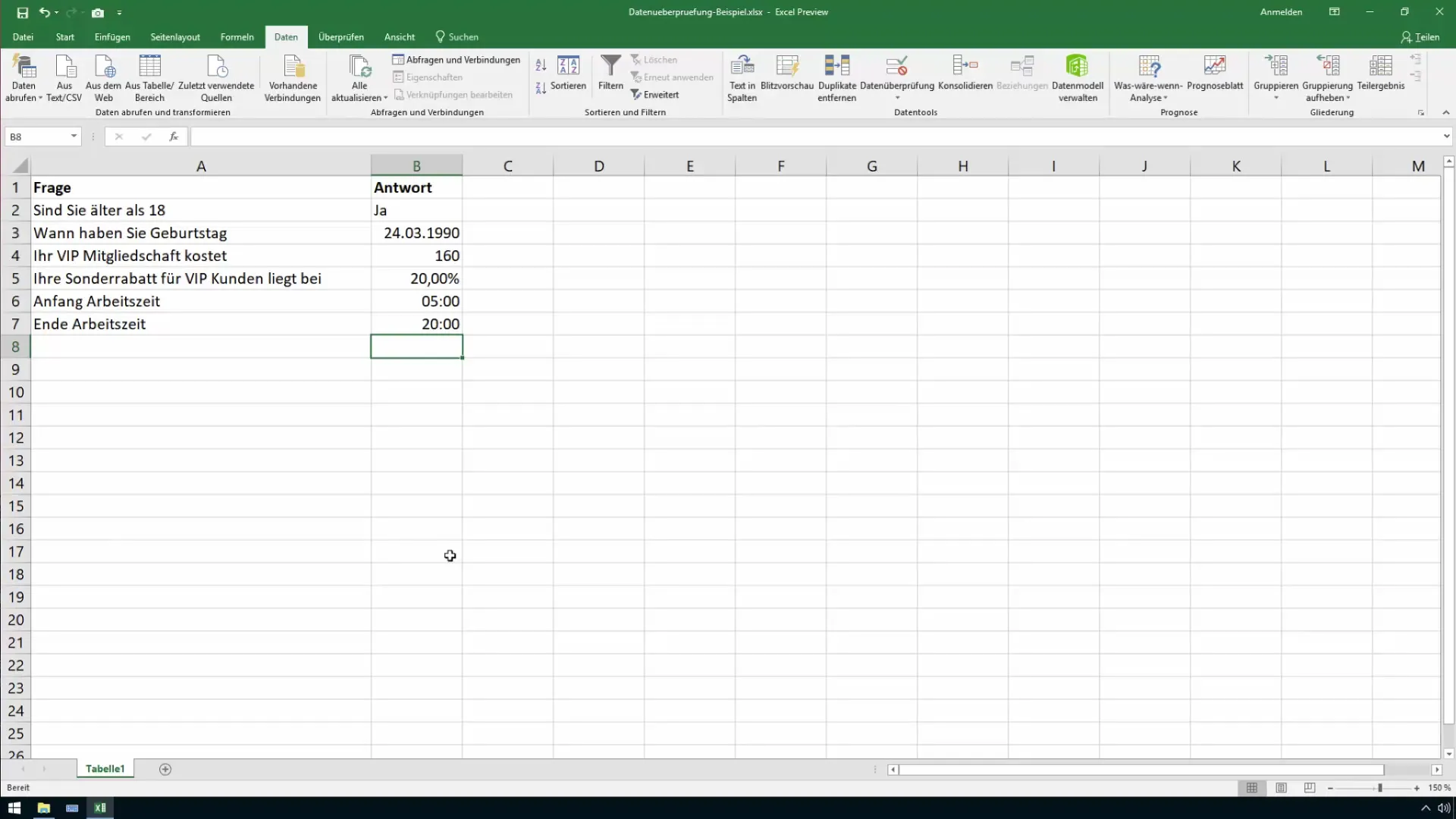 Excel hücre doğrulama verileri