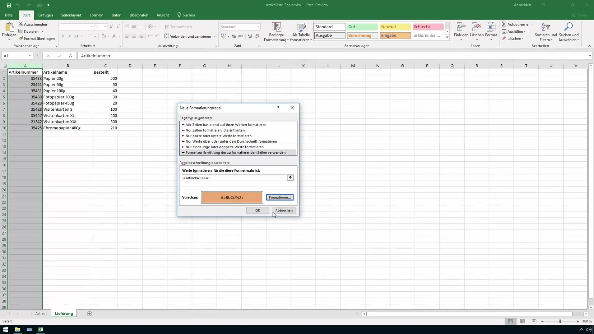 İki Excel tablosunun verimli şekilde karşılaştırılması