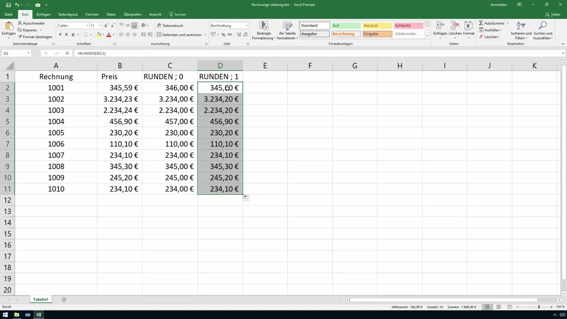 Arrondir des chiffres dans Excel de manière simplifiée