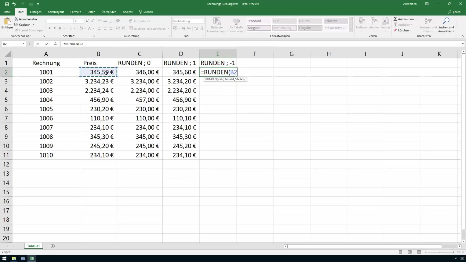 Pembulatan keuangan di Excel menjadi mudah