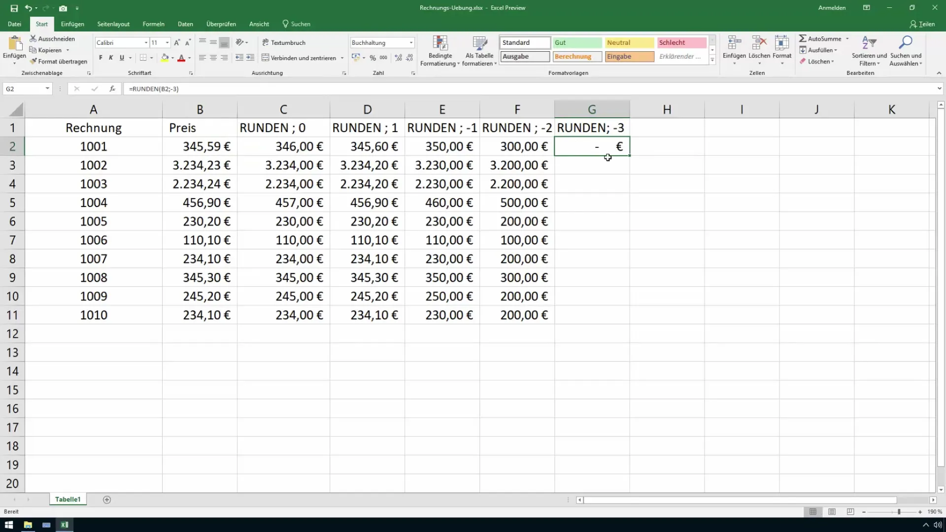 Excel'de ticari yuvarlama kolay hale getirildi