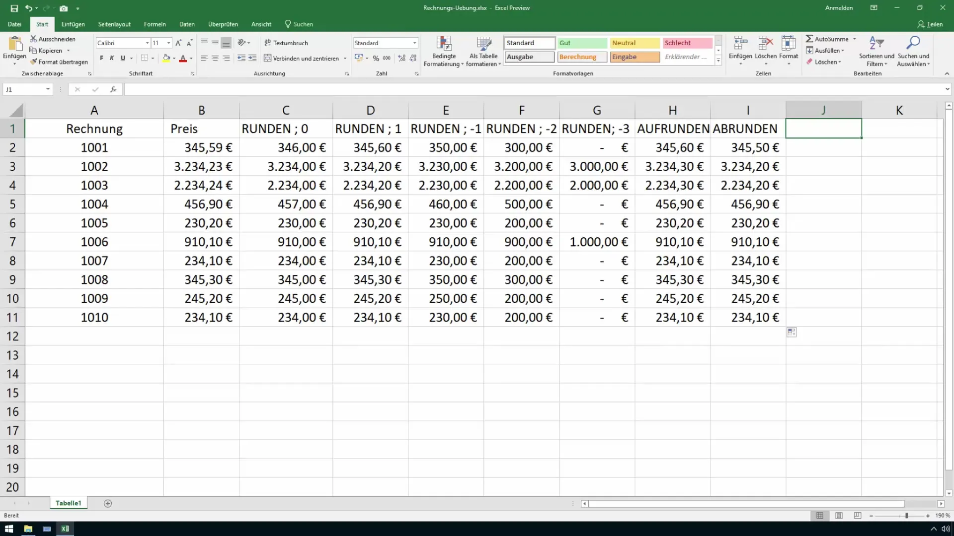 Pembulatan bisnis di Excel dibuat mudah