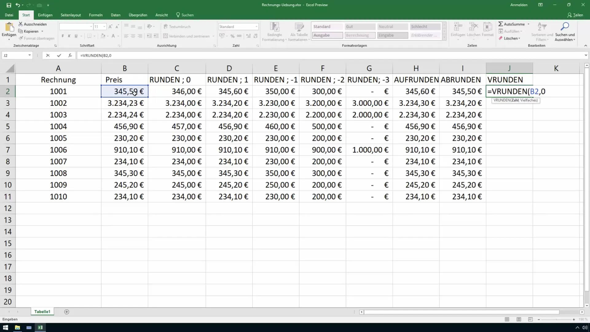 Excel'de ticari yuvarlama kolay hale getirildi