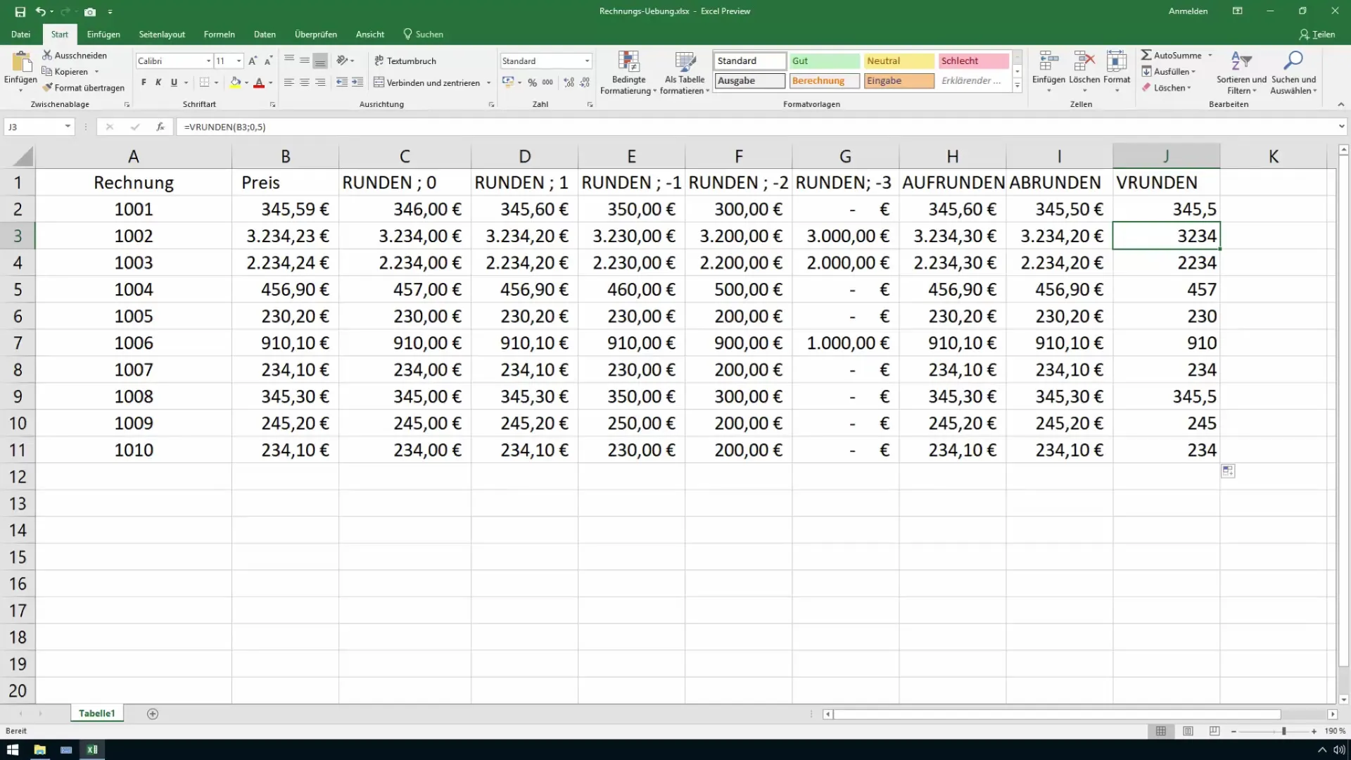 Pembulatan keuangan di Excel dibuat mudah