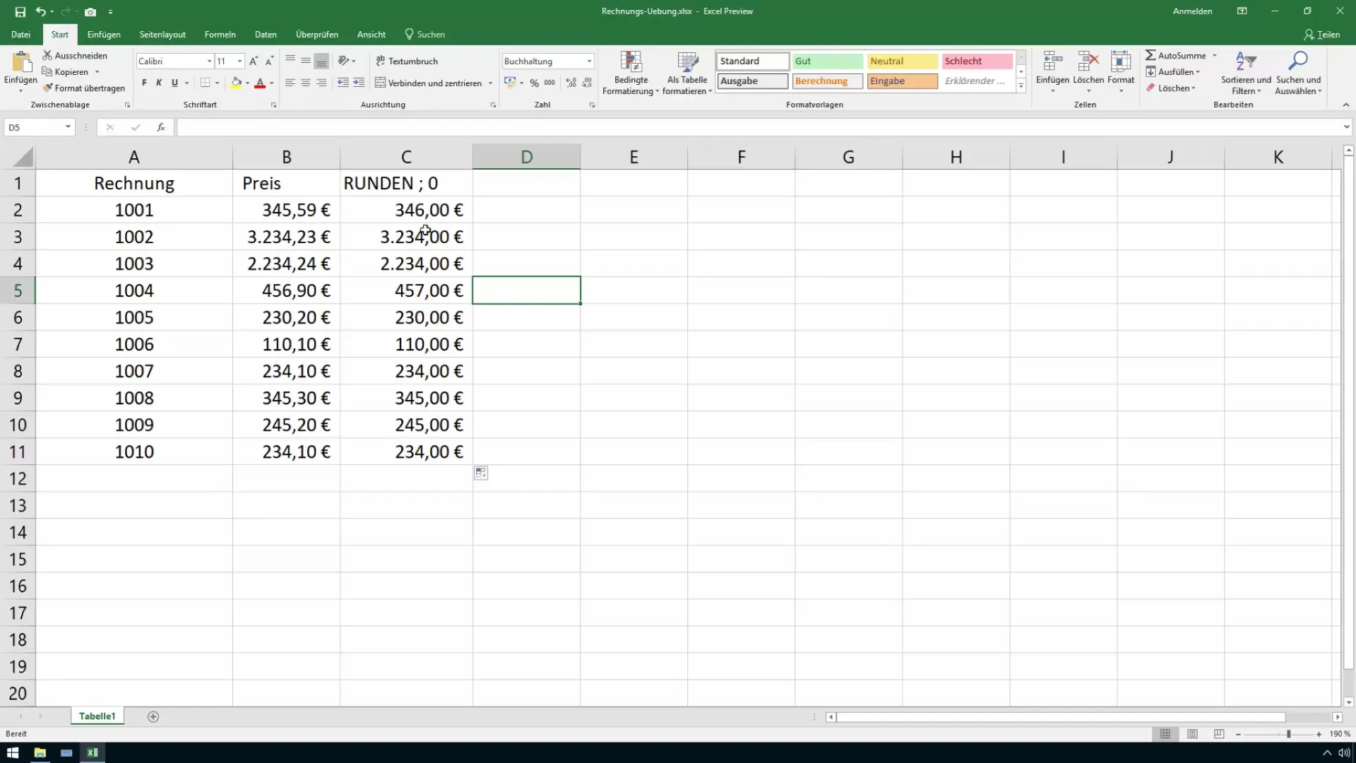 Excel'de ticari yuvarlama kolayca yapıldı