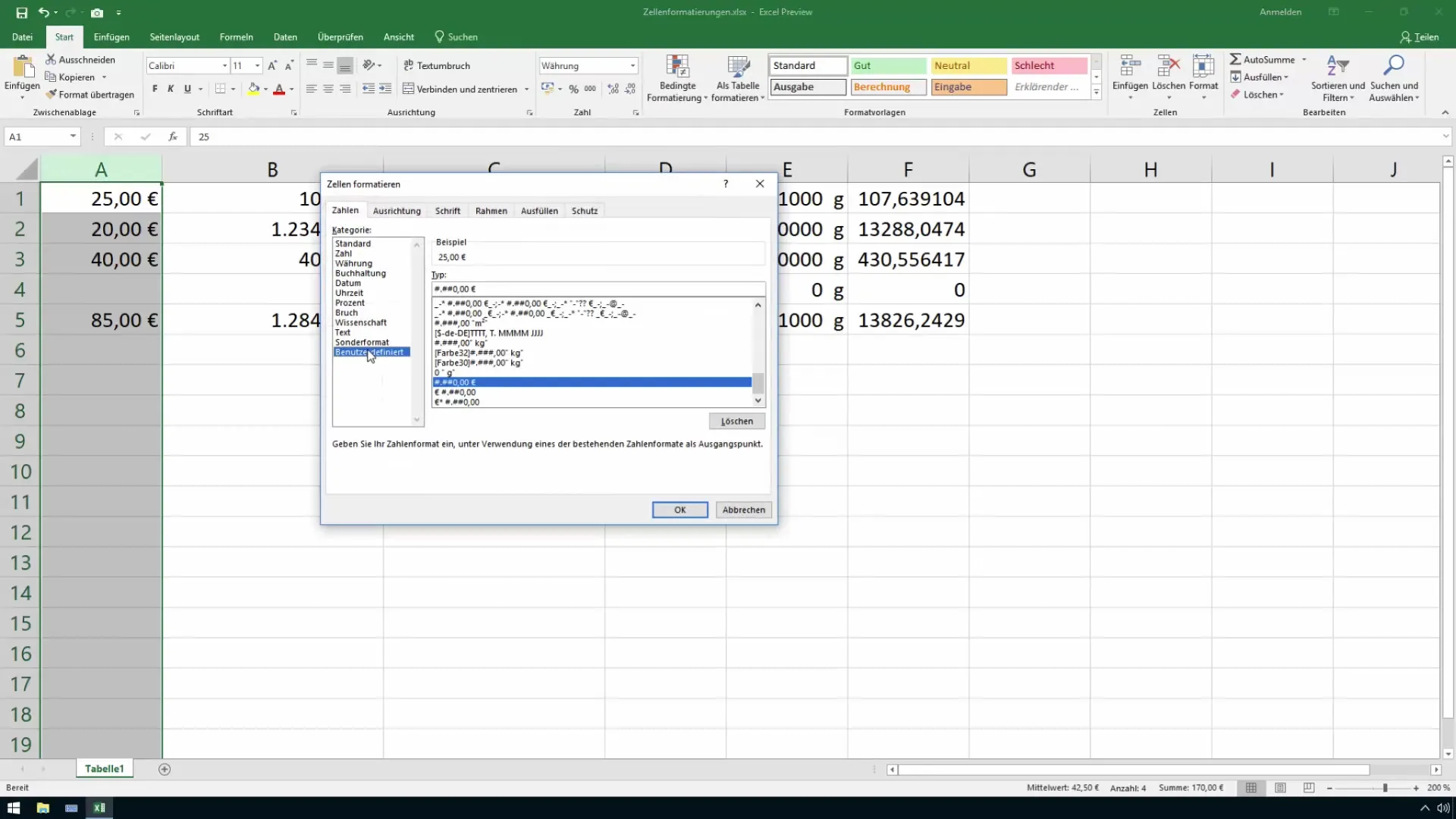 Kurz Excel - optimalizovať formátovanie meny