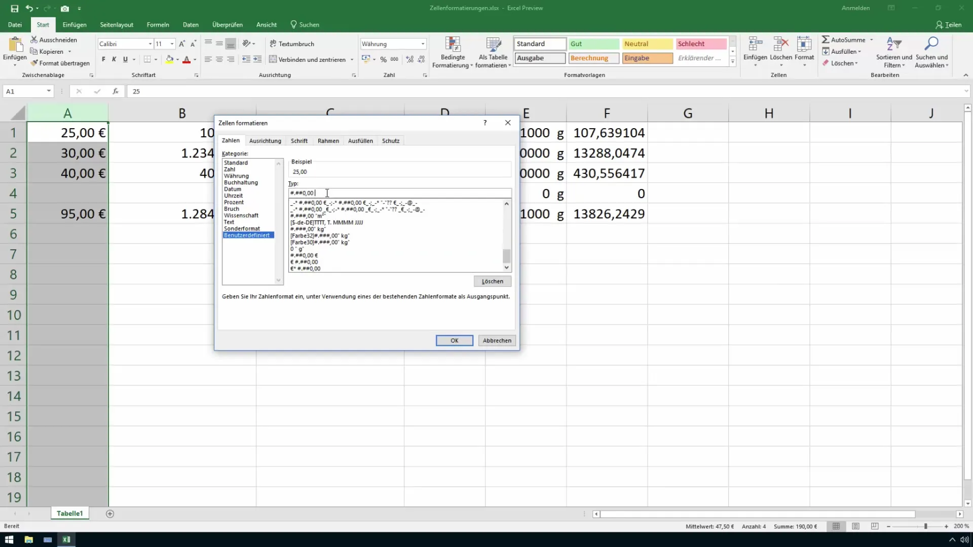 Excel kursunda para birimi biçimlendirmesini optimize etmek