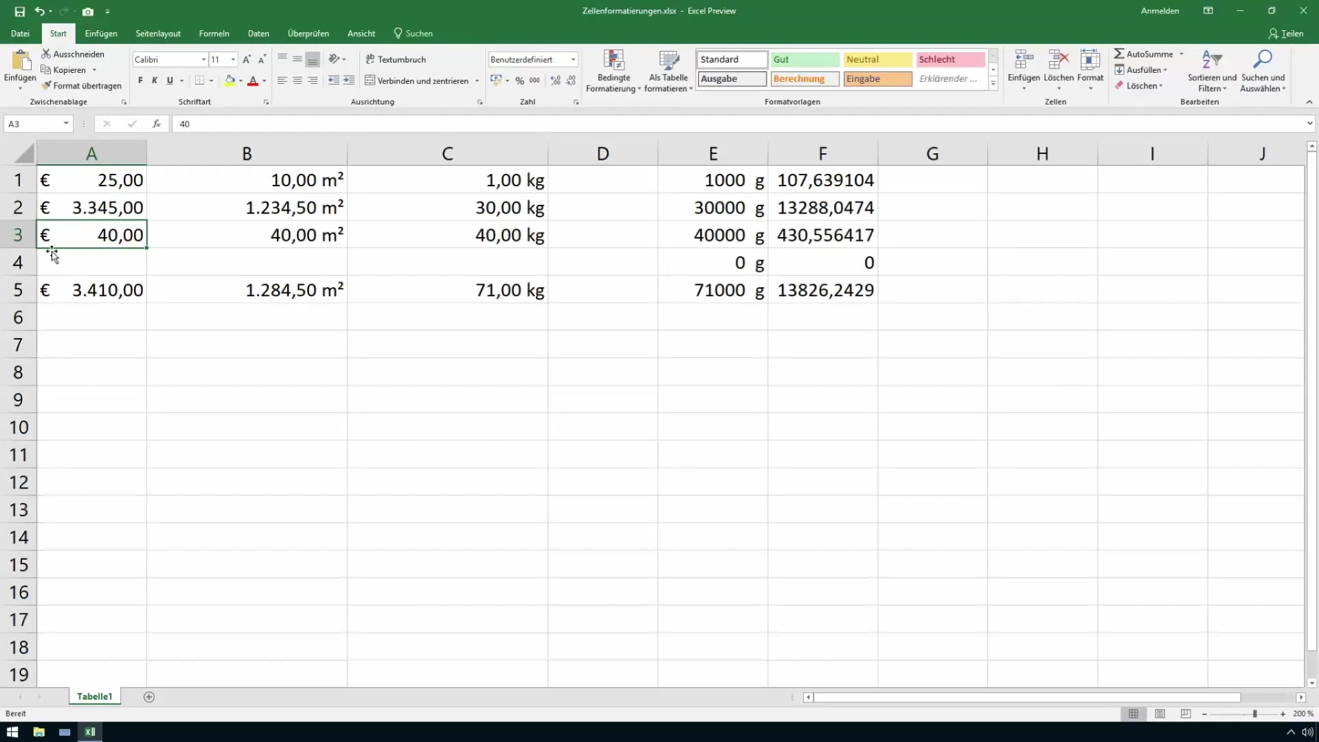 Meningkatkan format mata uang dalam kursus Excel