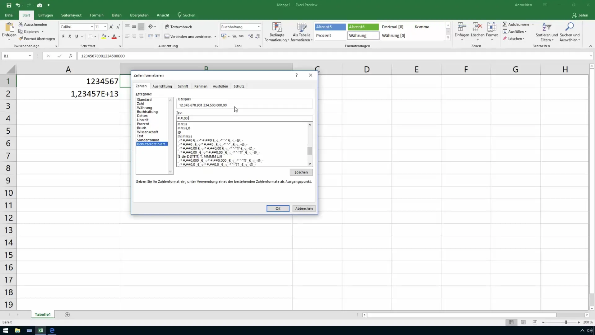 Excel'de büyük sayıları etkili bir şekilde biçimlendirin