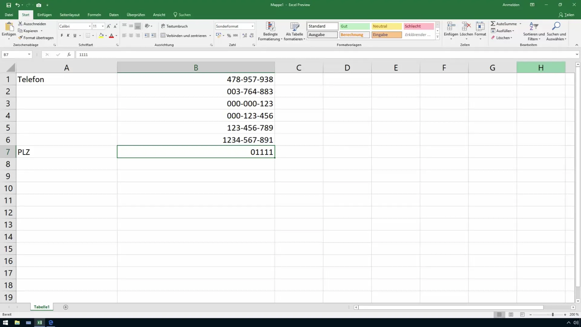 Tambahkan angka nol di depan angka dalam Excel