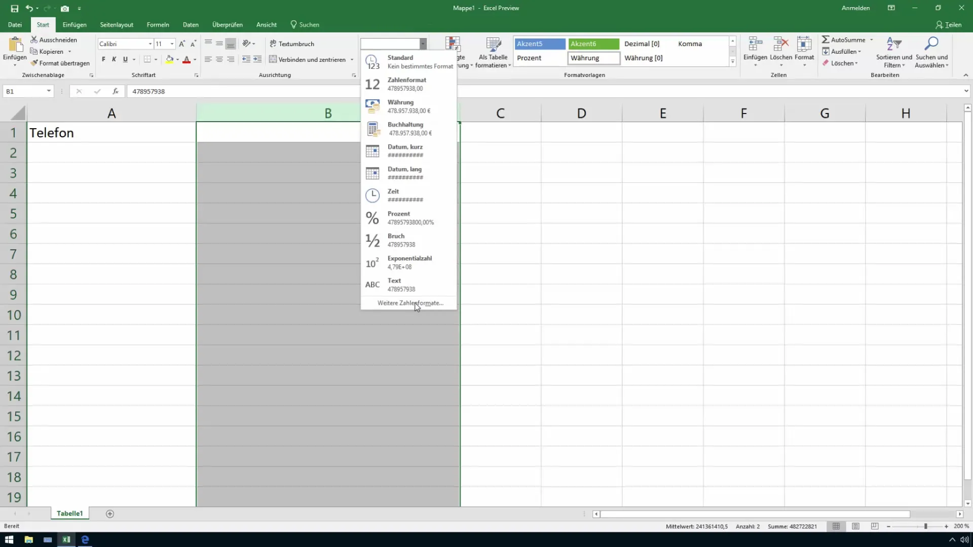 Excel sayılarına başında sıfır ekle