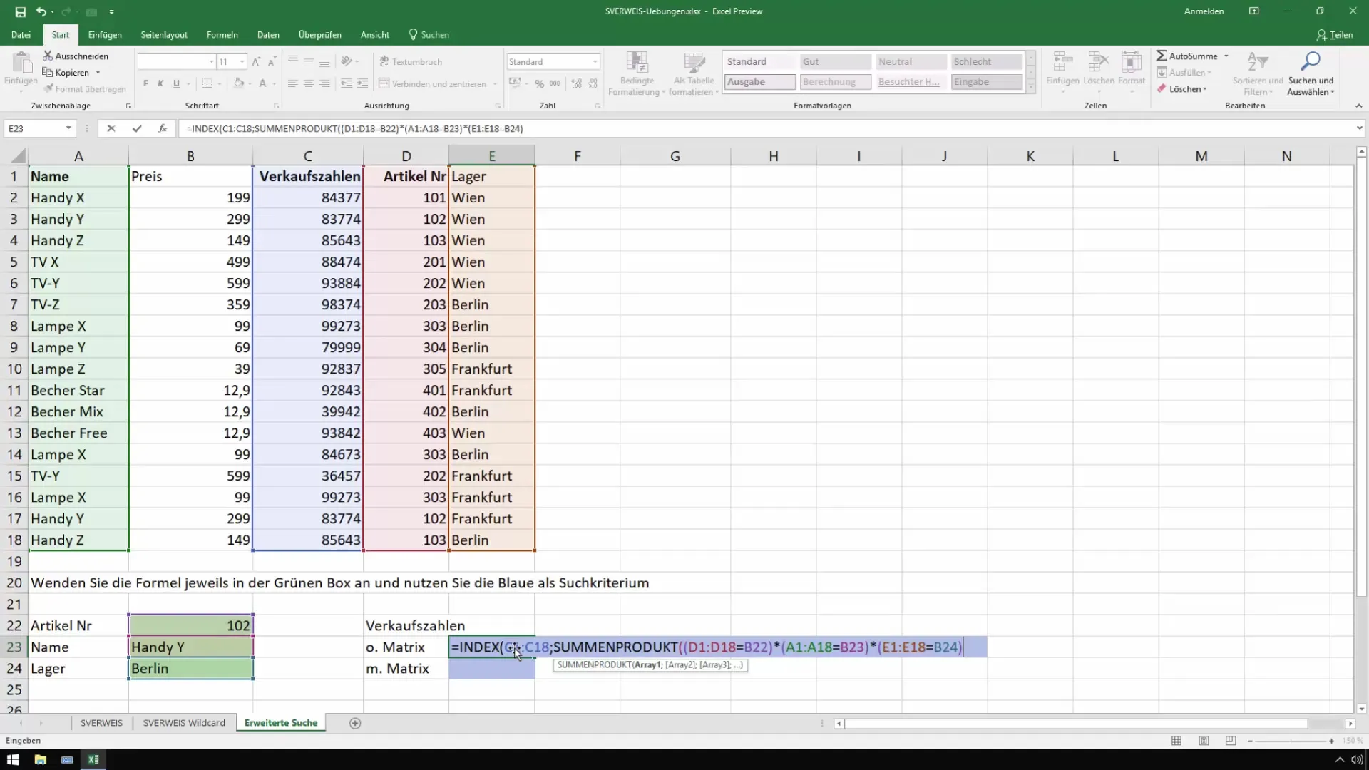 Excel'de birden fazla sütunu etkili bir şekilde SVERWEIS olarak kullanın