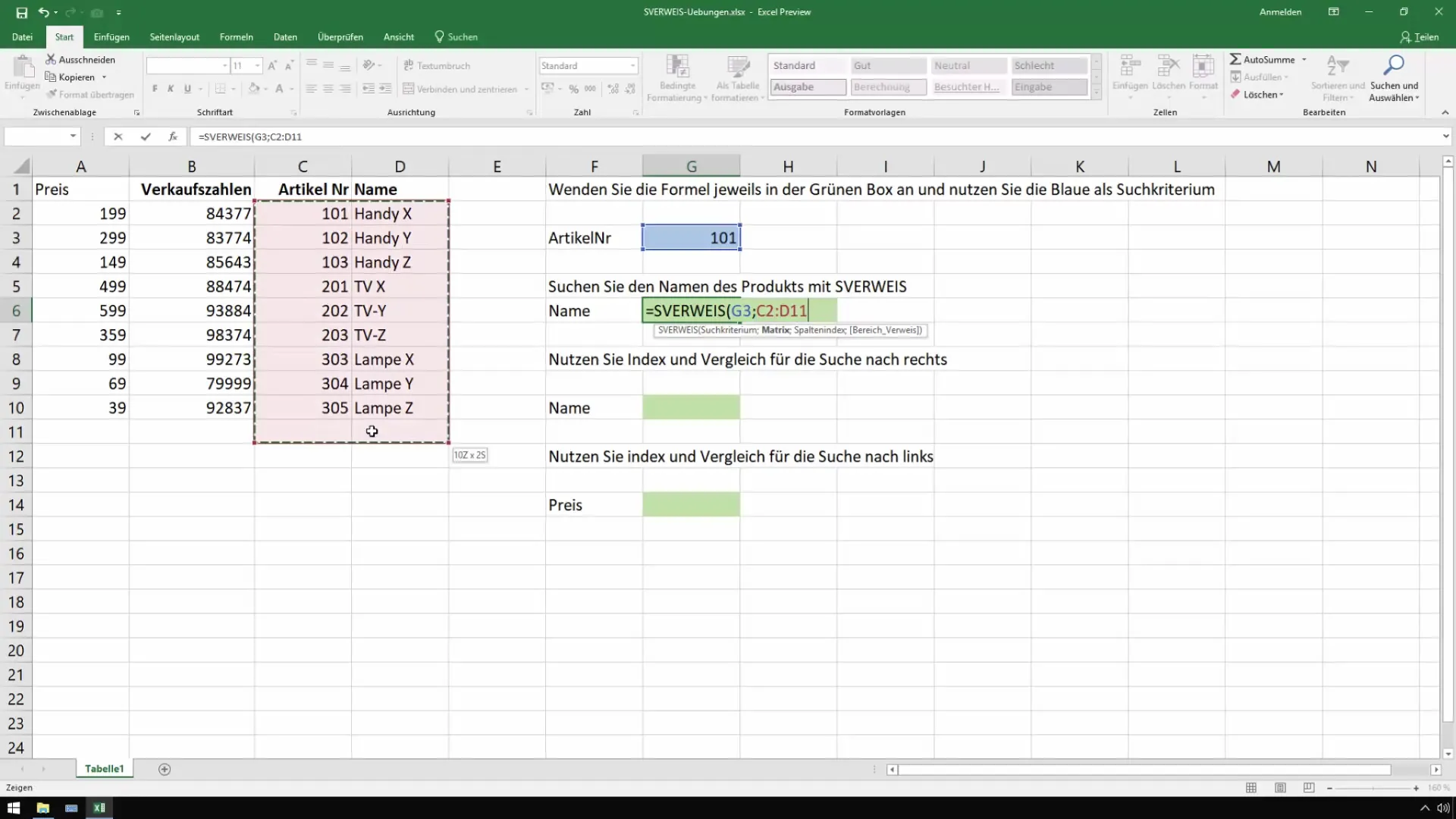 Menggunakan VLOOKUP dan INDEX/MATCH dalam pengendalian (controlling)