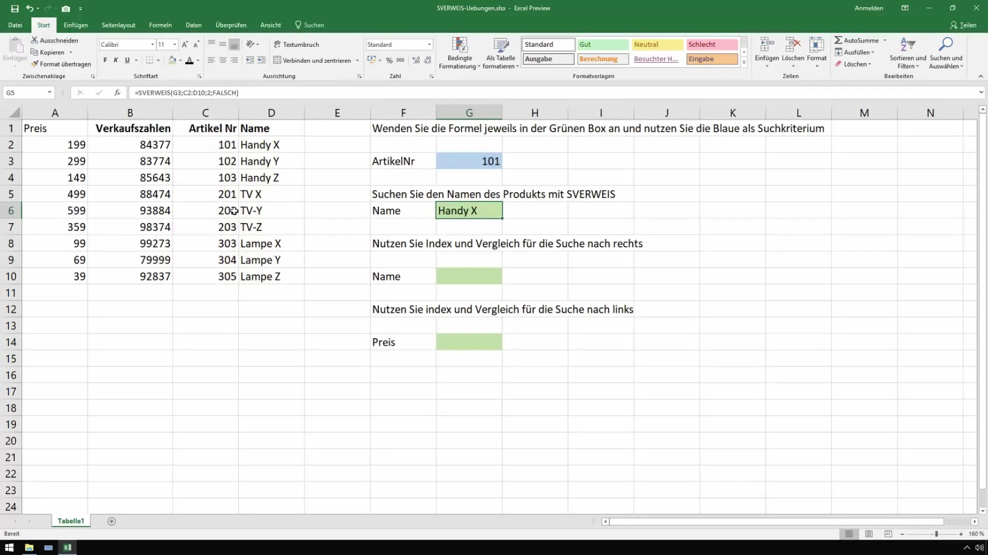 Excel'de VLOOKUP ve INDEX/MATCH'i kontrol etmede kullanın