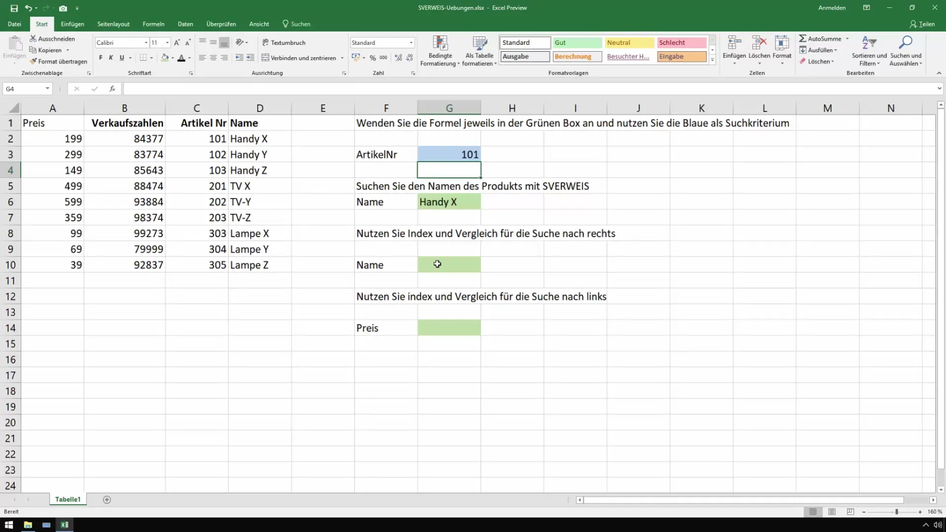 Excel SVERWEIS ve INDEX/KARŞILAŞTIRMA'yi kontrolde kullanın