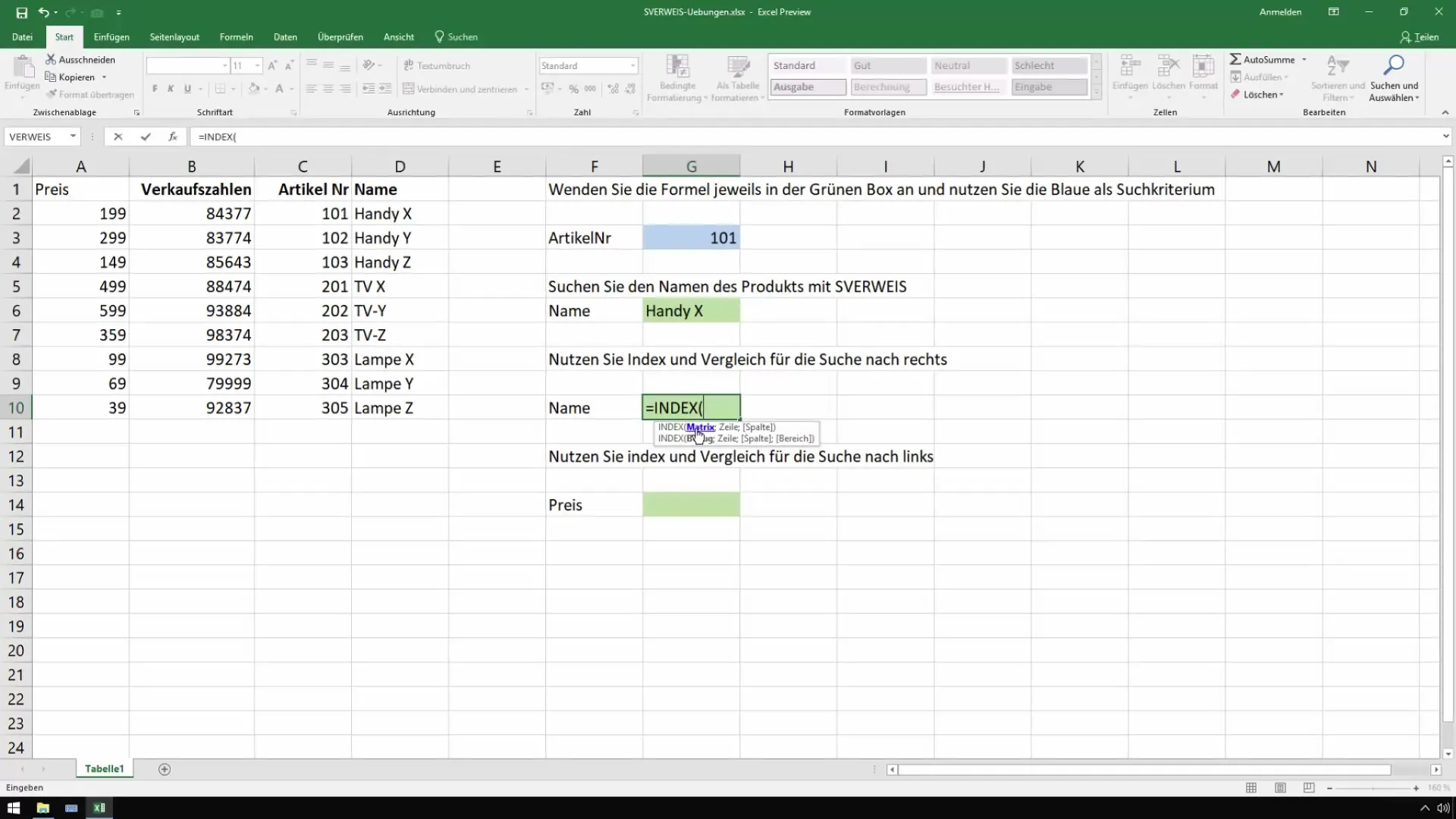 Gunakan VLOOKUP dan INDEX/MATCH dalam pengendalian (controlling)