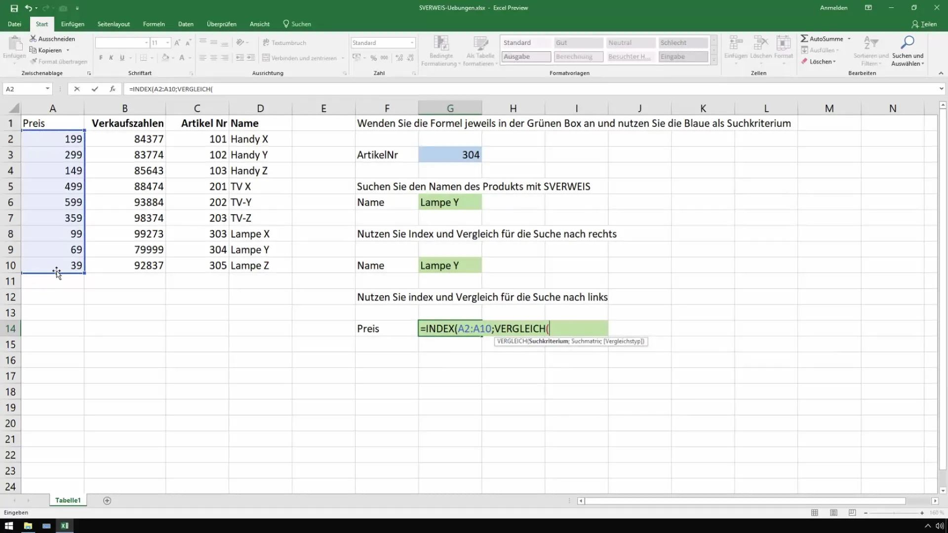 Menerapkan VLOOKUP dan INDEX/MATCH dalam pengendalian