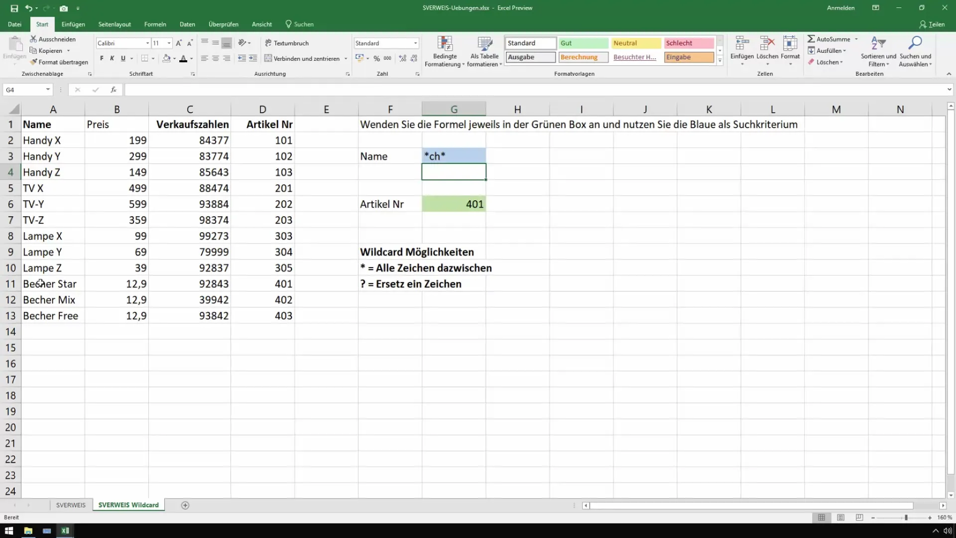 Optimalisasi SVERWEIS di Excel dengan Wildcards