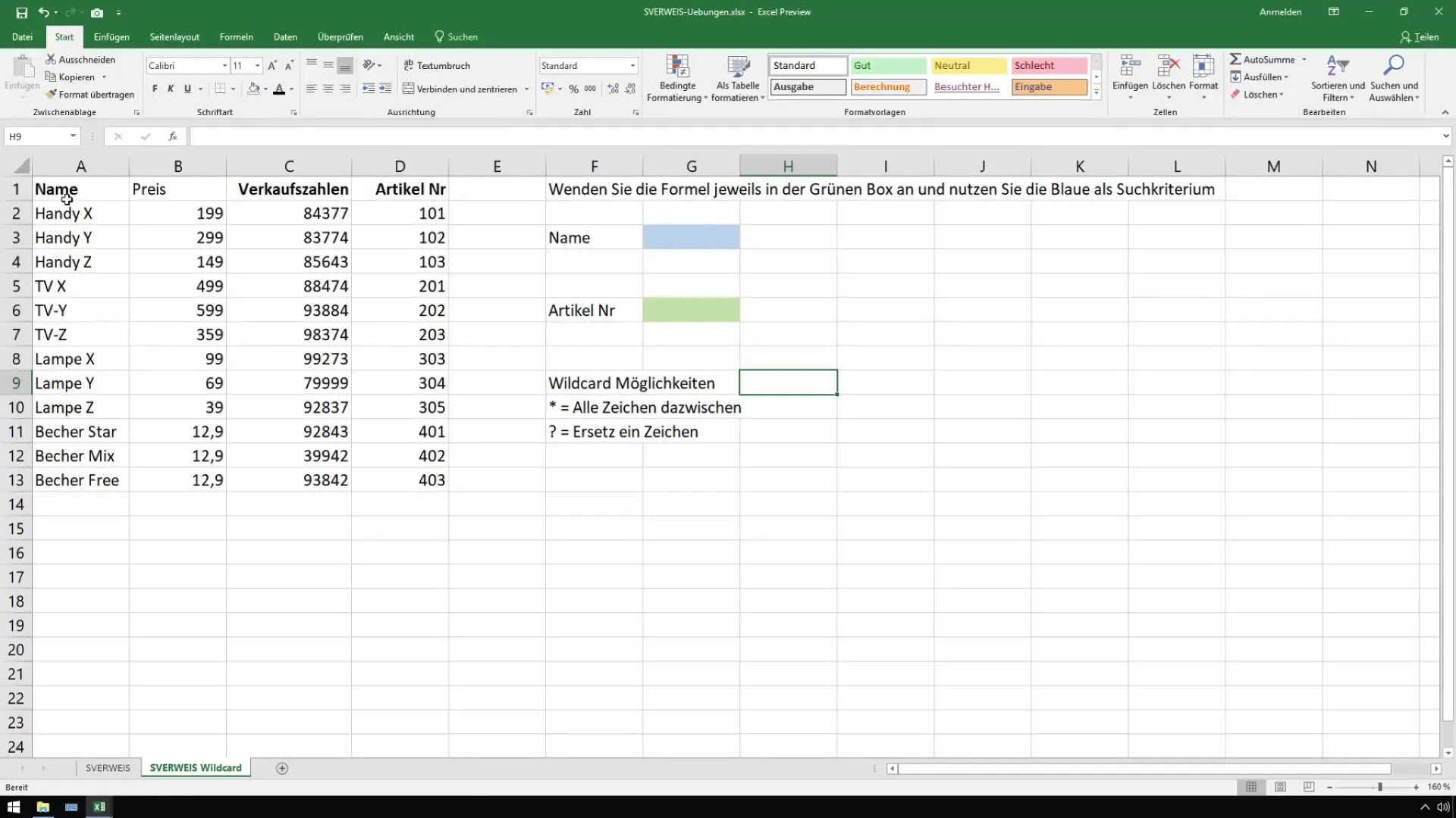 Optimalisasi penggunaan SVERWEIS di Excel dengan Wildcards