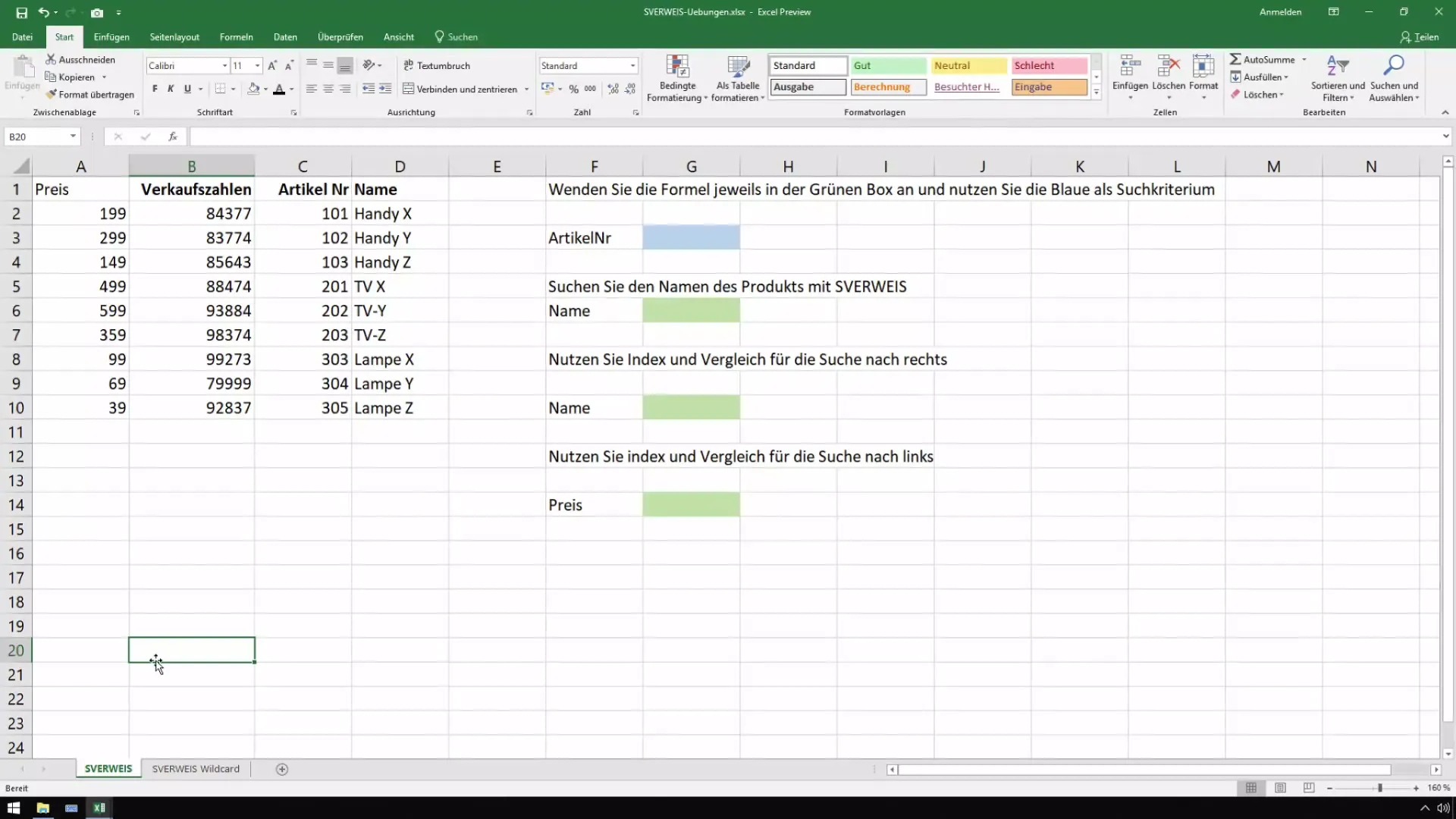 SVERWEIS optimizācija programmā Excel ar aizstājējzīmēm