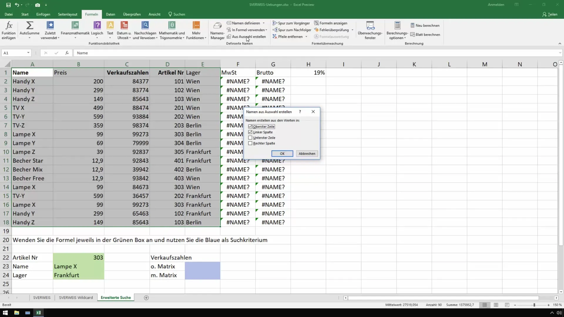 Excel formüllerinde isimlerin etkili kullanımı