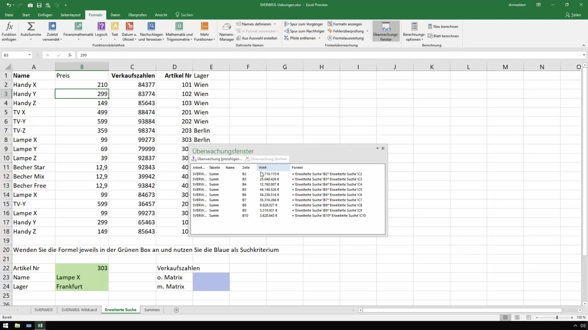 Monitoring changes in Excel: Effective working with the monitoring window