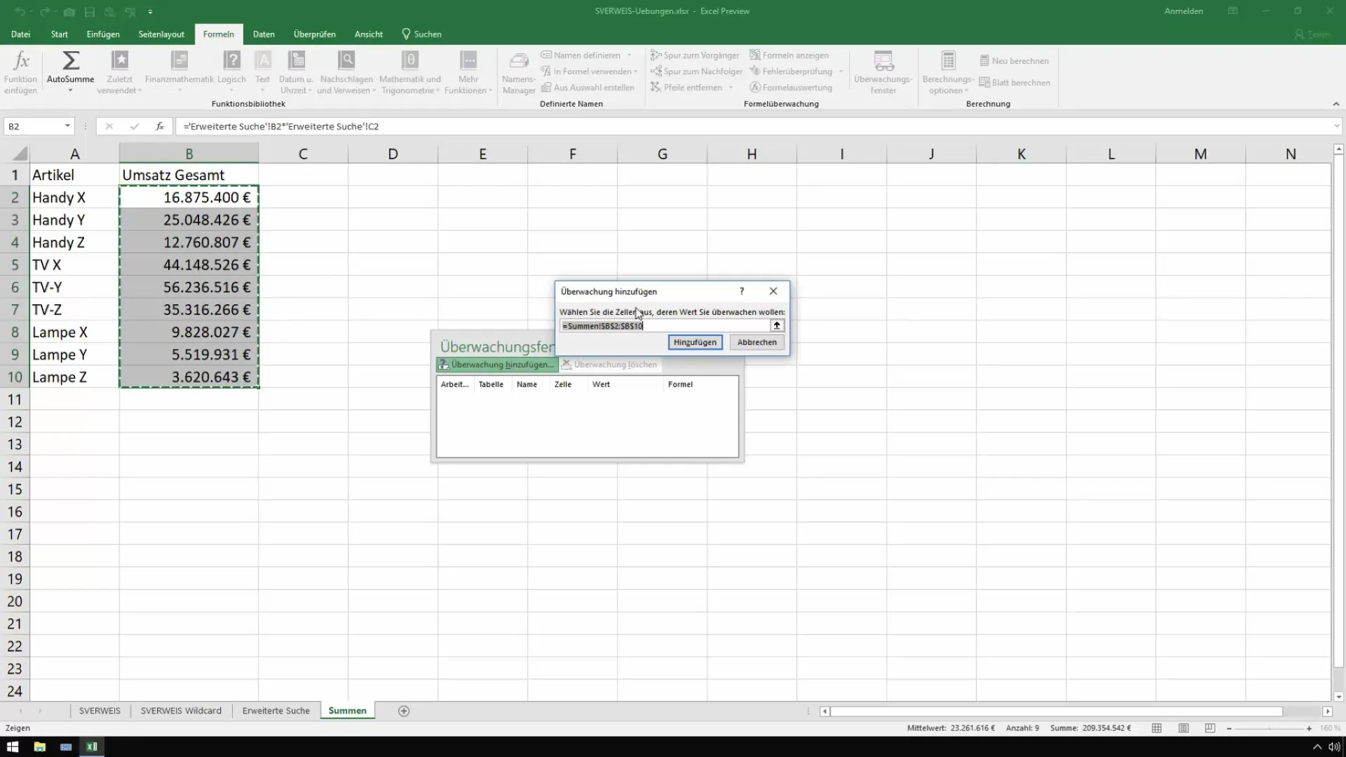 Monitoring changes in Excel: Efficient working with the monitoring window