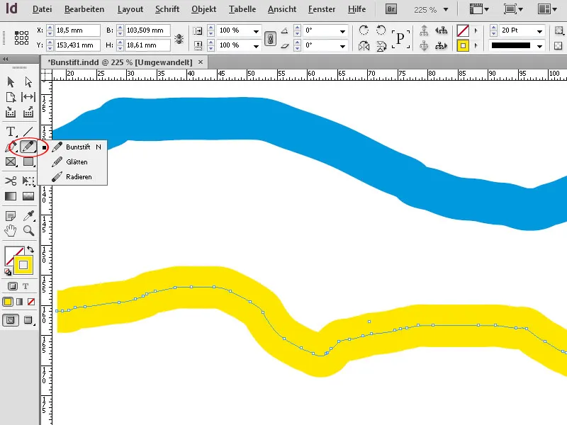 Die Buntstift-Werkzeuge in InDesign