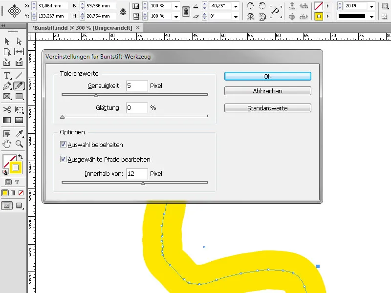 Die Buntstift-Werkzeuge in InDesign