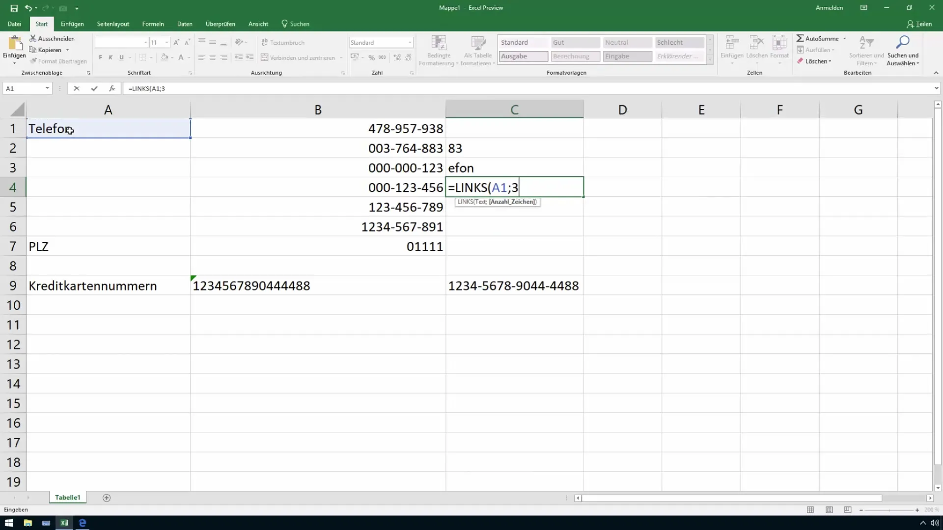 Excel fonksiyonu için son rakamlar için ders serisi