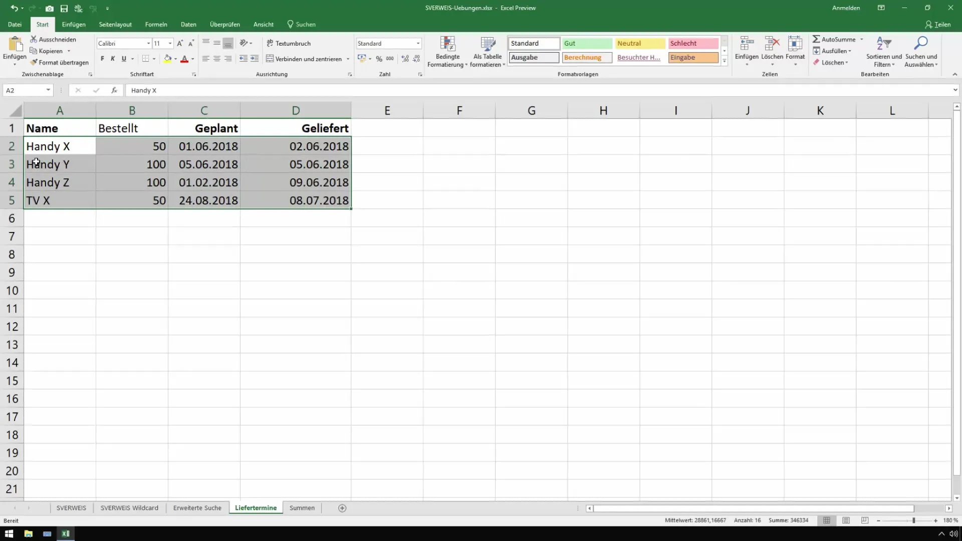 Kursus Excel: Sorot berwarna untuk tanggal pengiriman yang terlambat