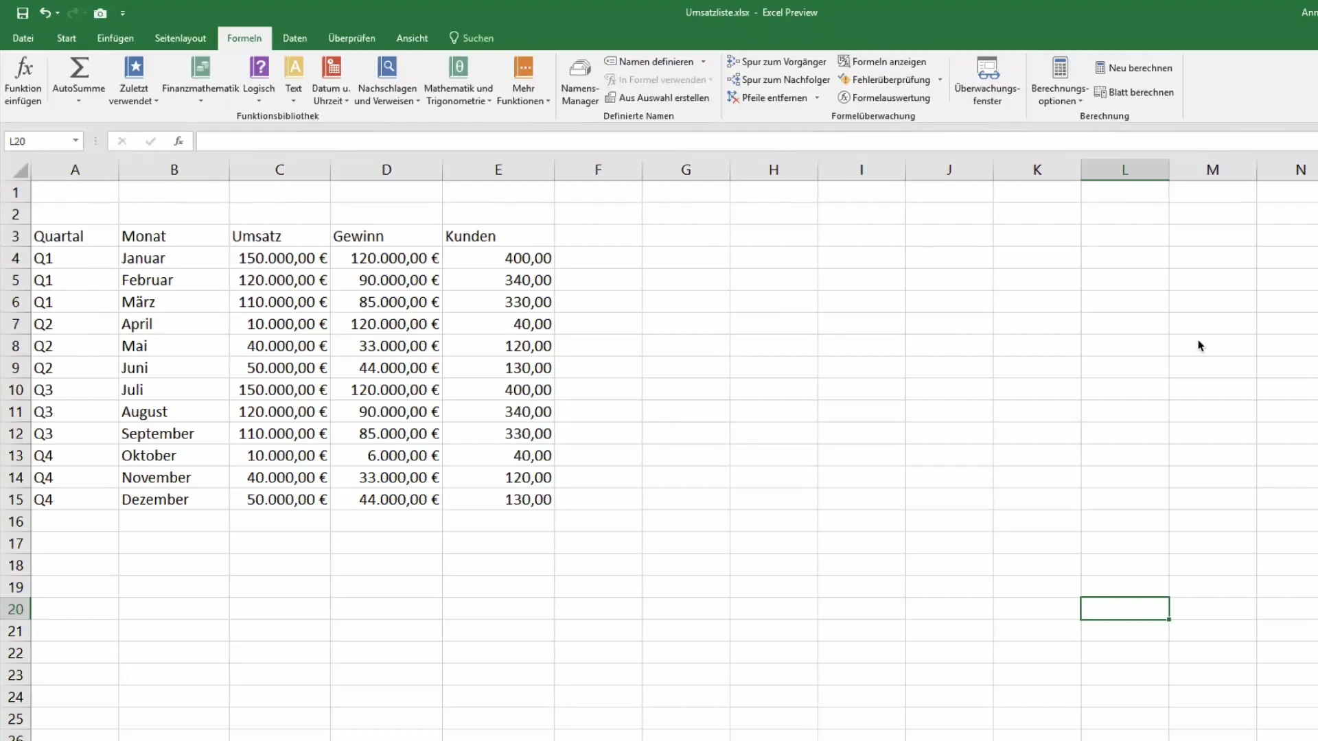 Use cell names in Excel for better clarity