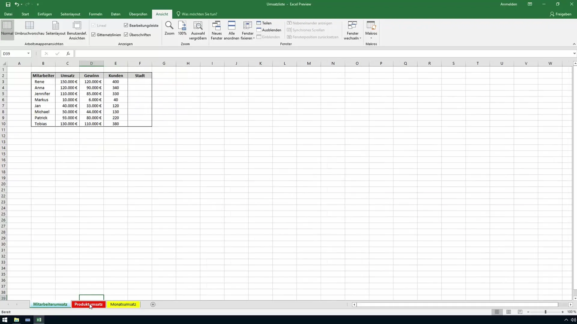 Mengatur warna di lembar kerja Excel