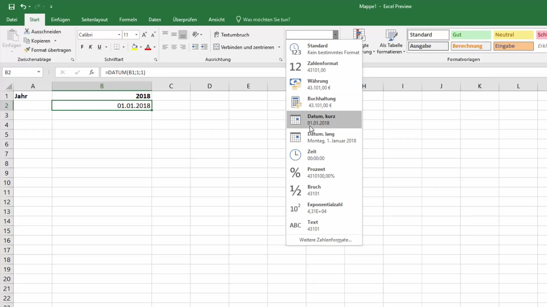 Kalender tahunan di Excel - Dapat disesuaikan dan mudah dibuat