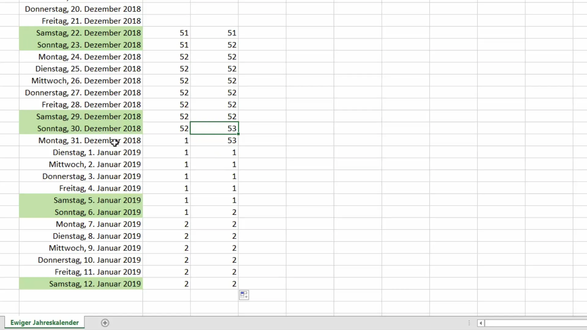 Bagaimana cara menghitung minggu dalam kalender di Excel