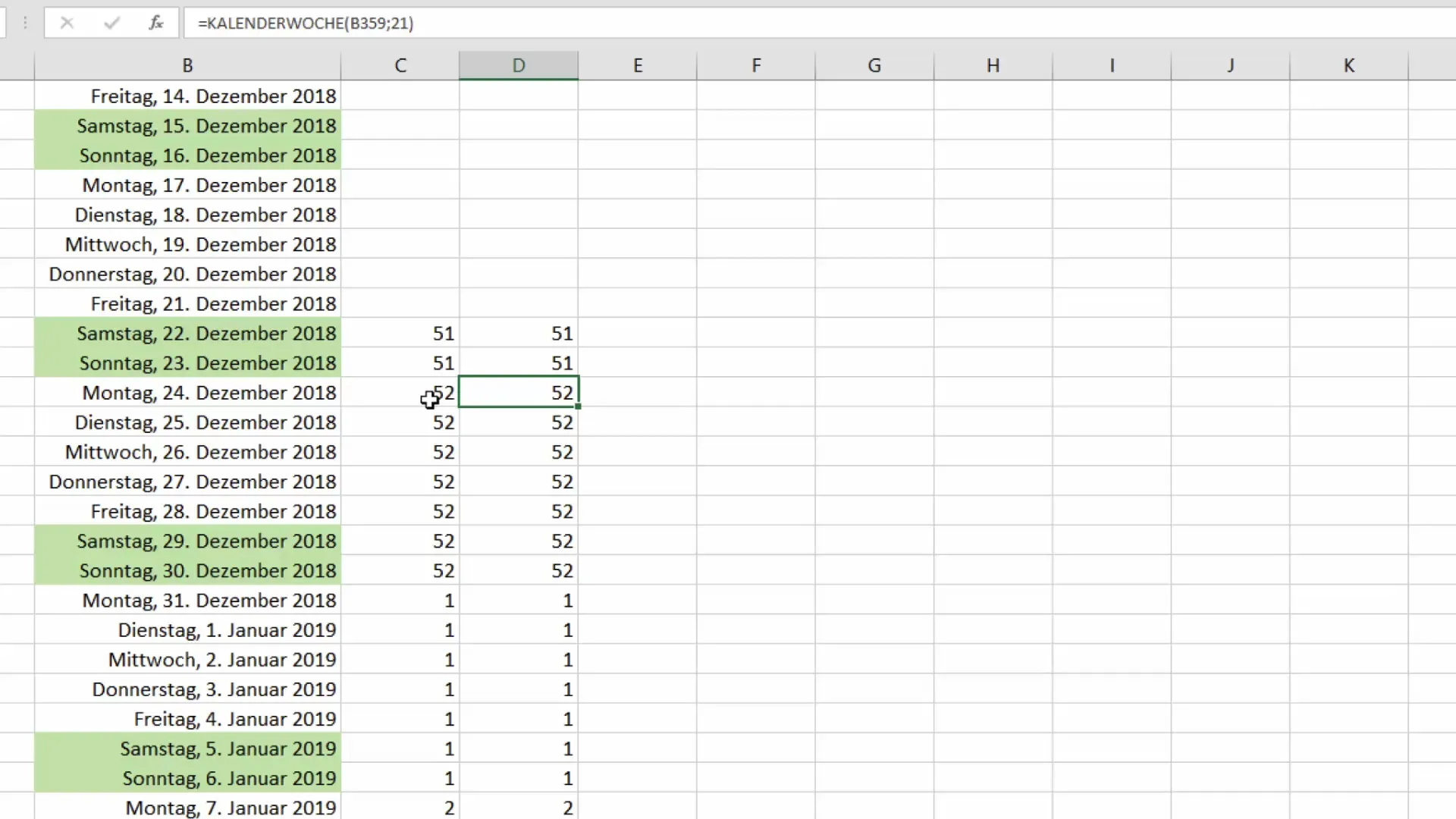 Bagaimana cara menghitung minggu dalam Excel