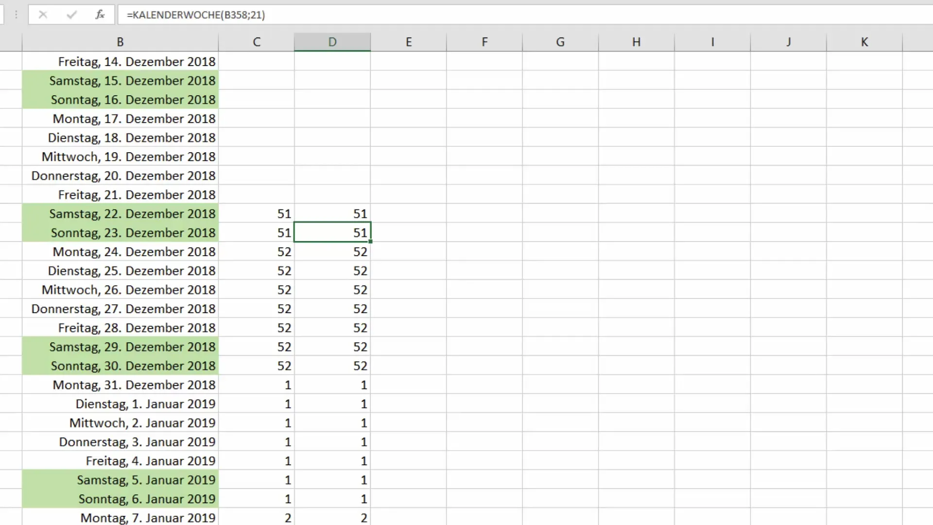 Bagaimana cara menghitung minggu dalam kalender di Excel