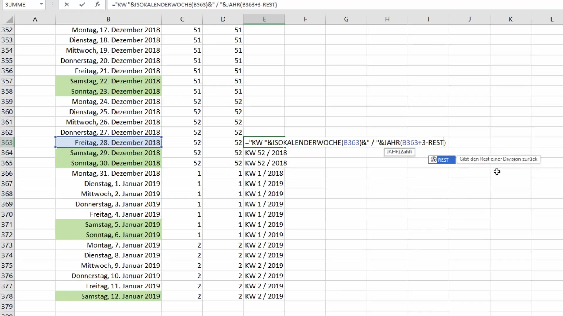 Lag Excel-ukekalender riktig