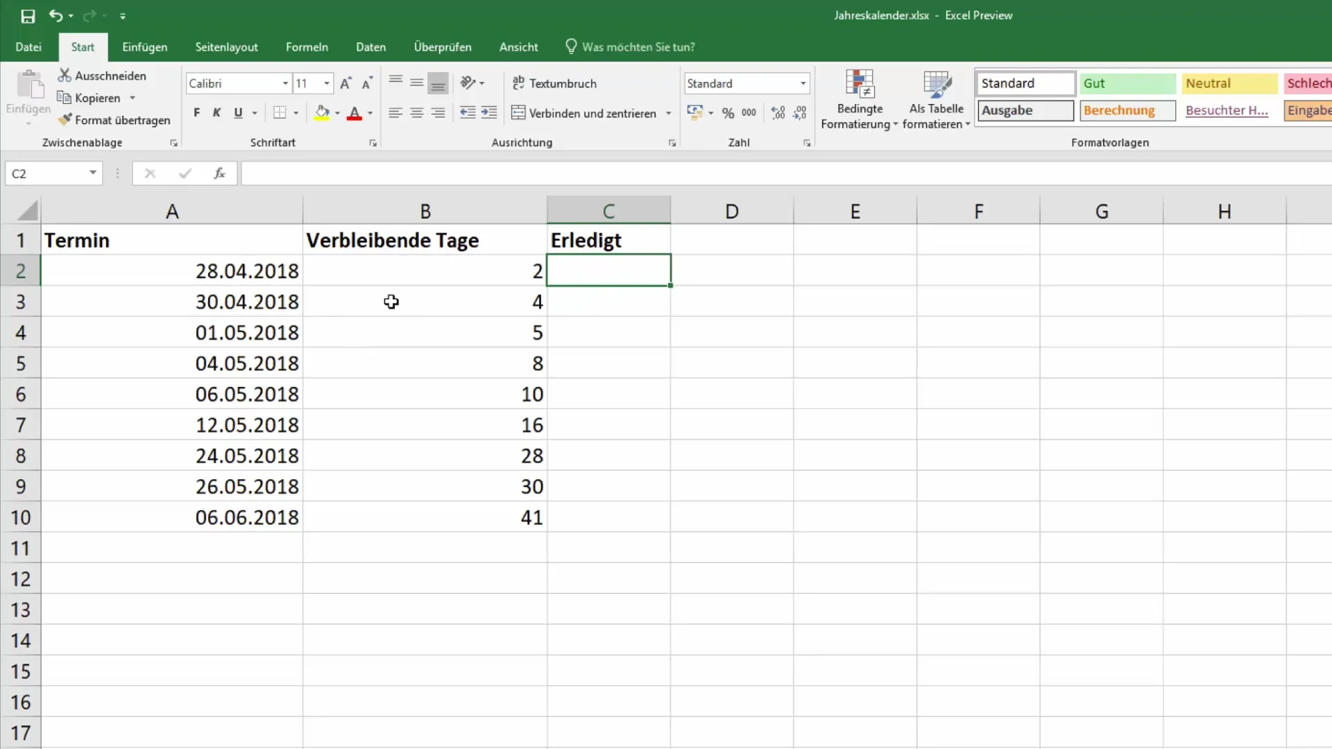 Memberikan warna pada tanggal di Excel untuk meningkatkan kejelasan