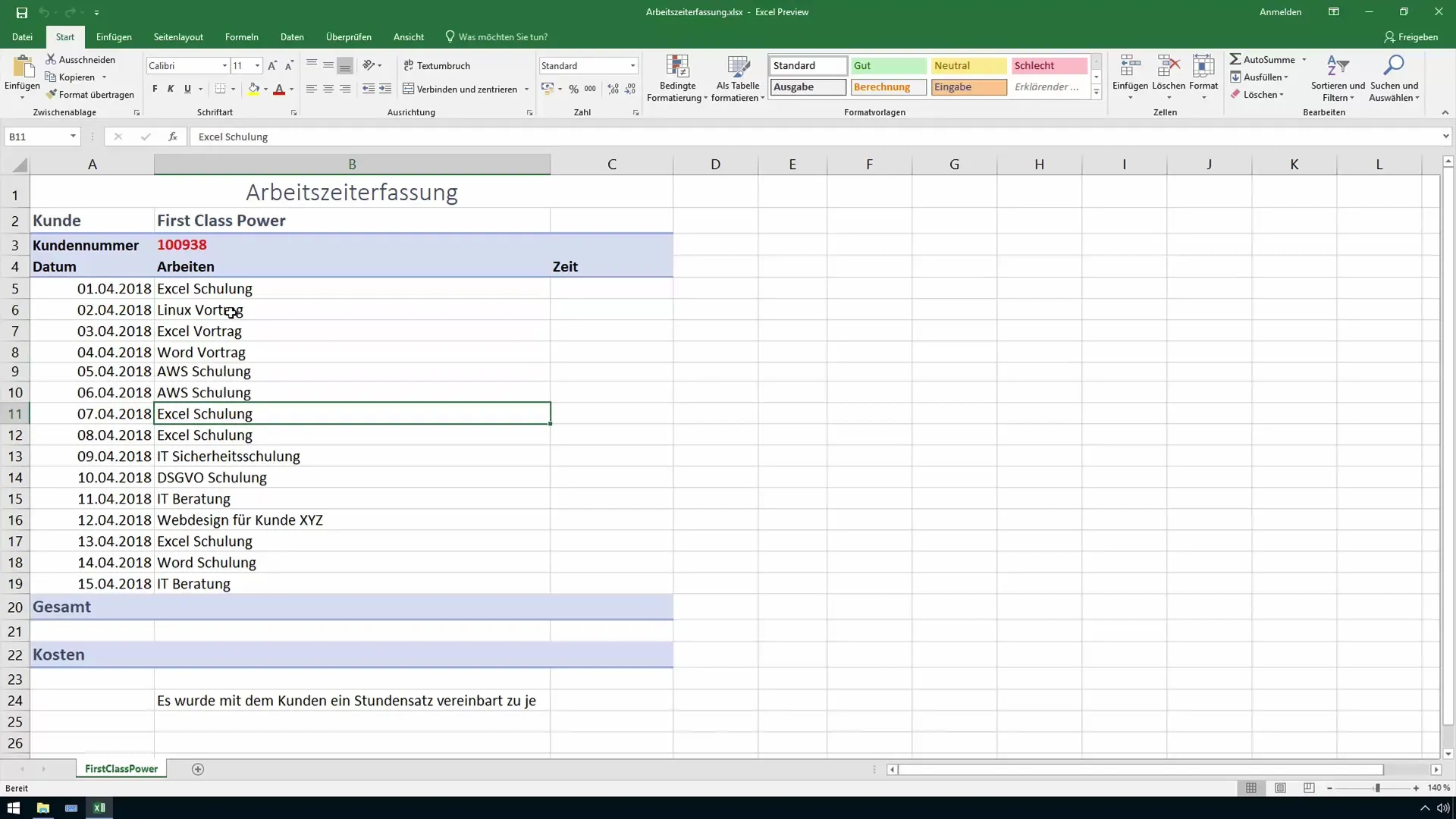 Suivi du temps de travail dans Excel - additionner correctement les heures