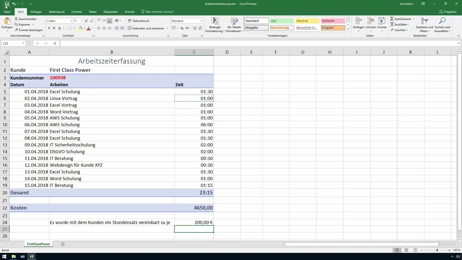 Mengkonversi dan menghitung waktu secara aman di Excel