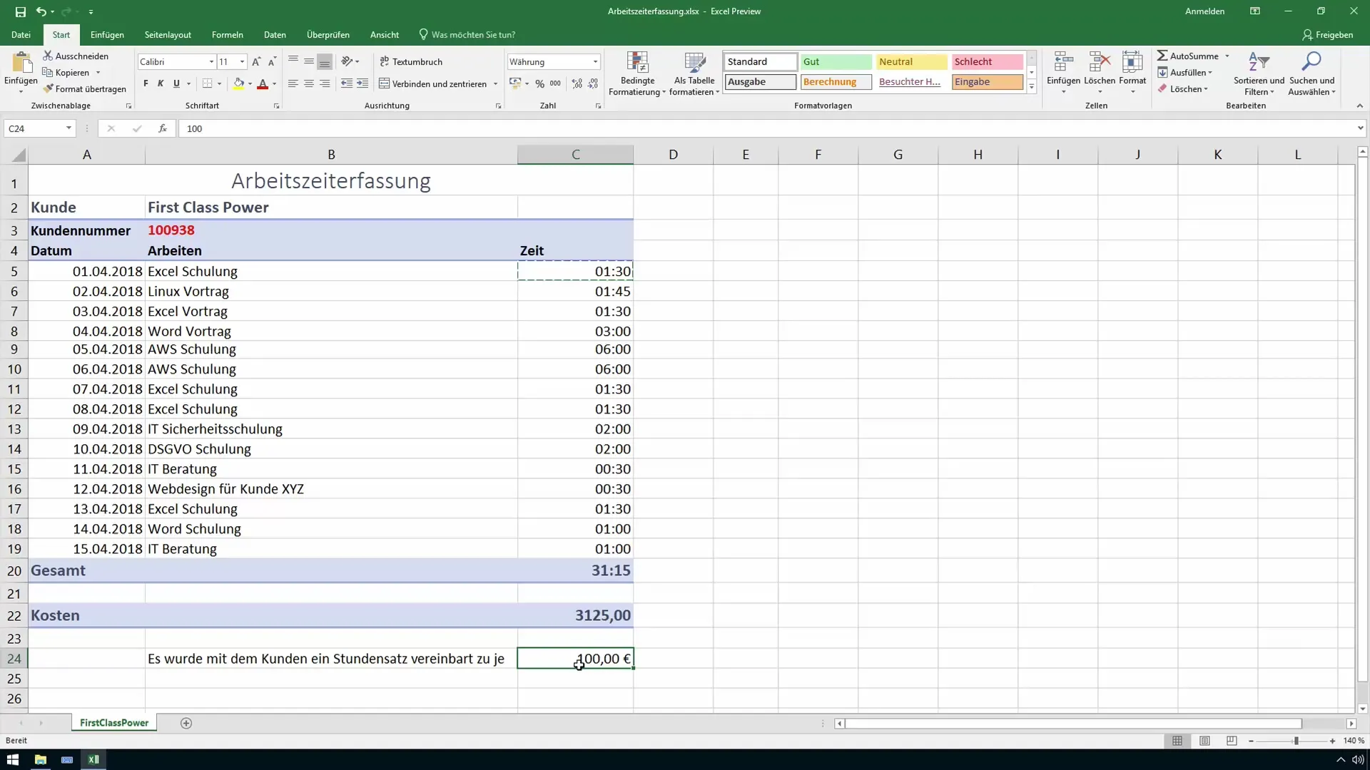 Mengubah dan menghitung waktu dengan aman di Excel