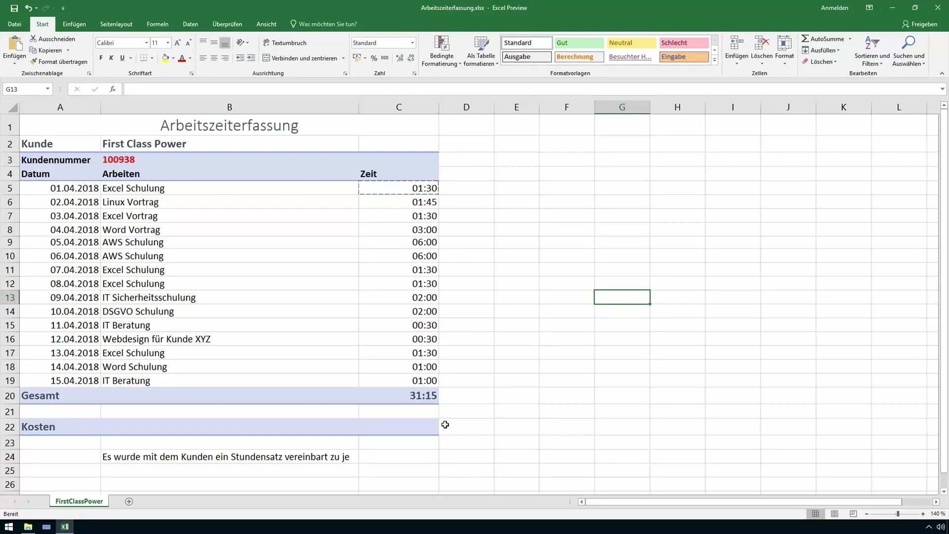 Mengkonversi dan menghitung waktu dengan aman di Excel