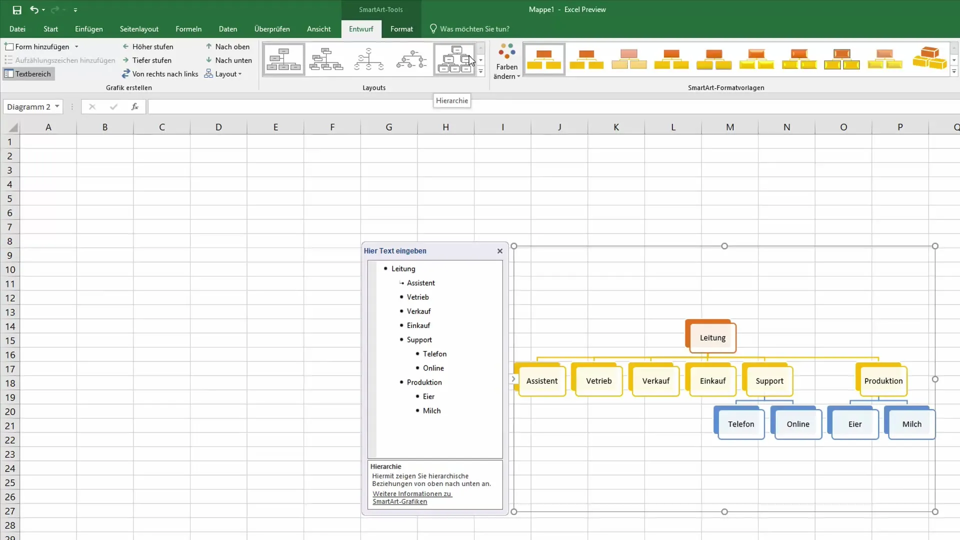 Créer un organigramme dans Excel - Méthode efficace avec SmartArt