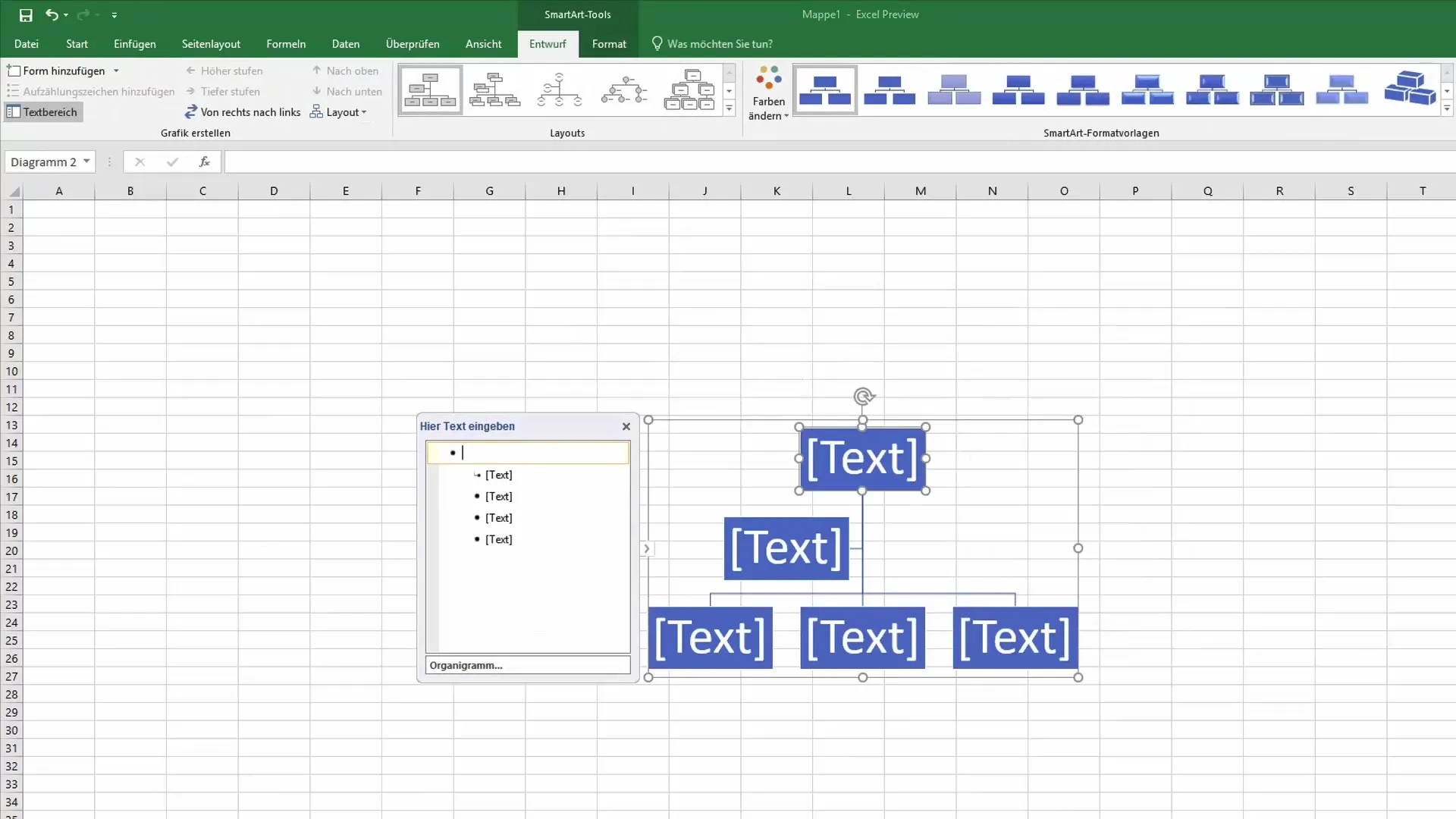 Membuat diagram organisasi di Excel - Metode efisien dengan SmartArt