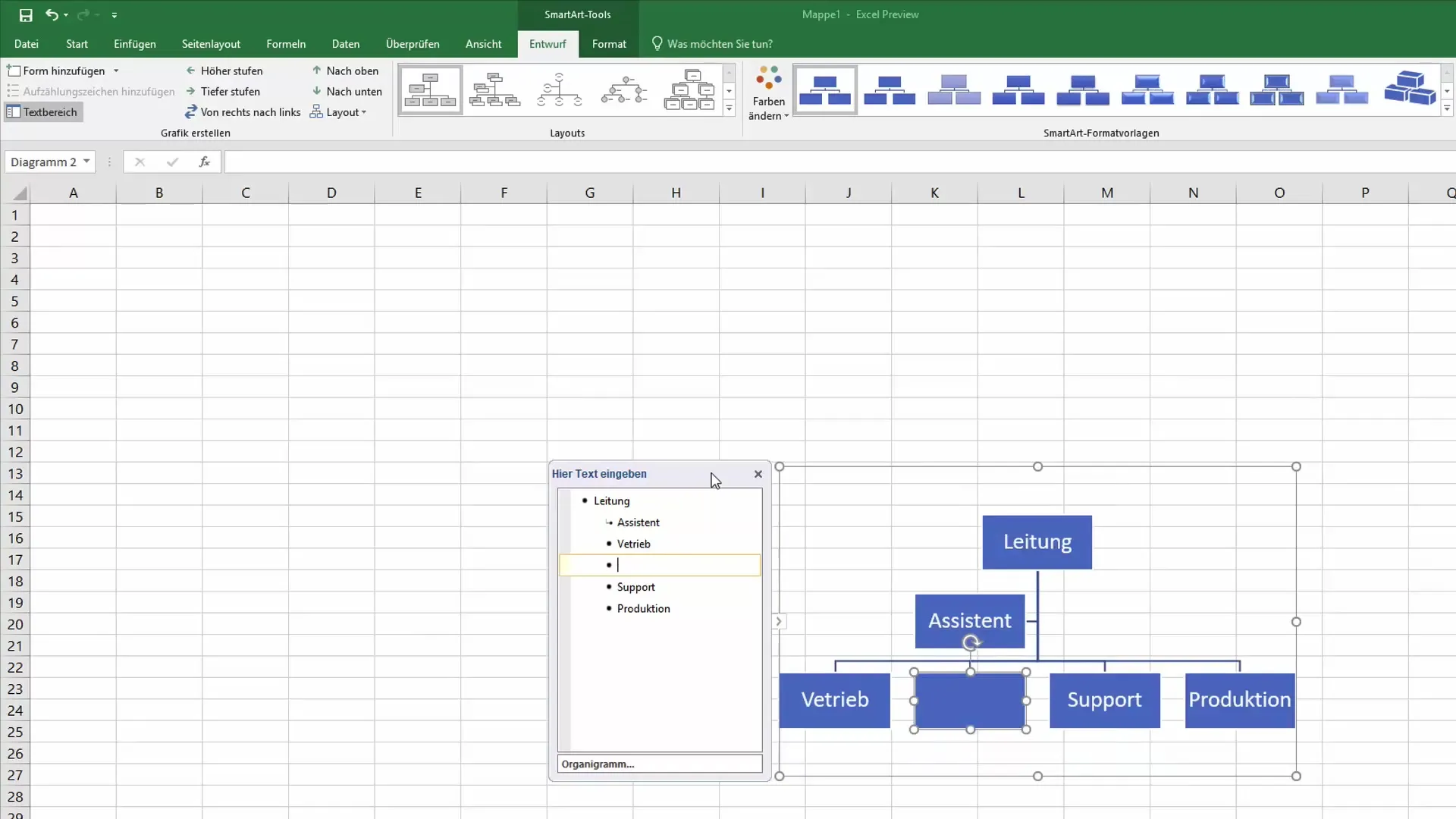 Créer un organigramme dans Excel - Méthode efficace avec SmartArt