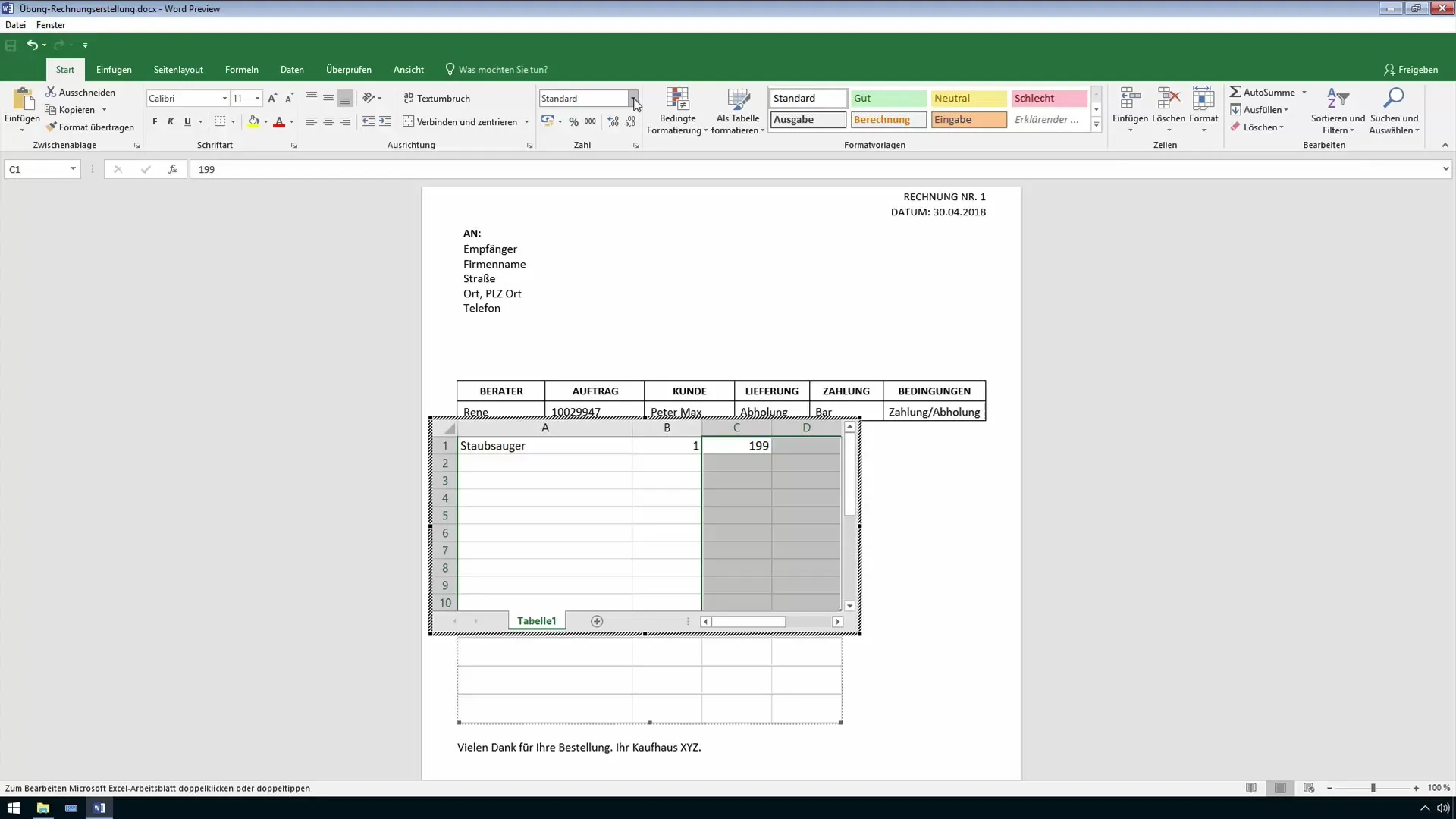 Integrate Excel tables effectively into Word documents