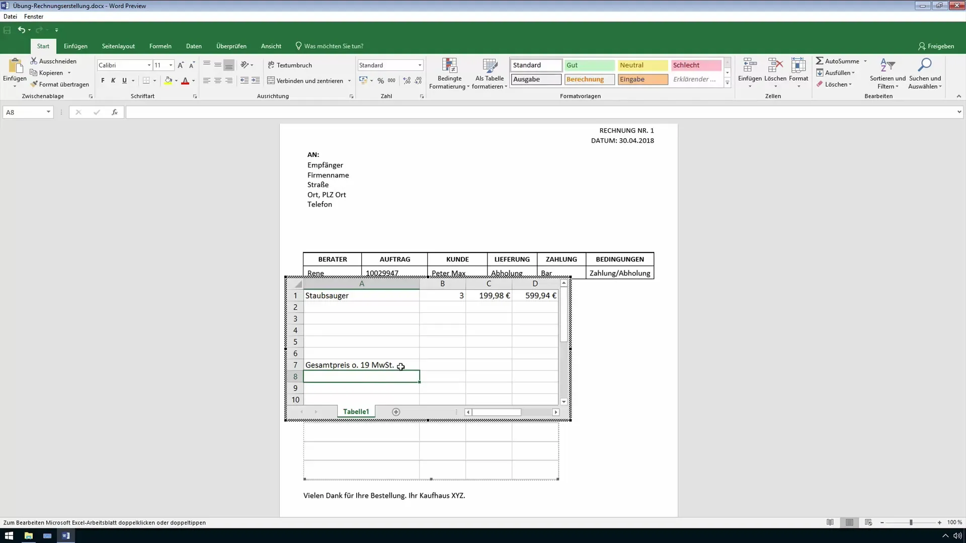 Ефективно вмъкване на таблиците от Excel в докуентите на Word